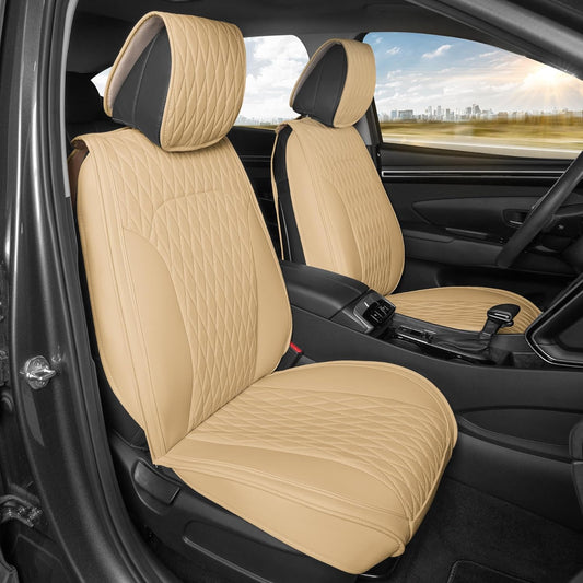 Car Seat Covers - DiamondLux Edition Premium Faux Leather Seat Protectors - Doppelkreuz-Nähte gepolsterte Automobilzubehör für LKW, SUVs, Autos - Front Seat Set