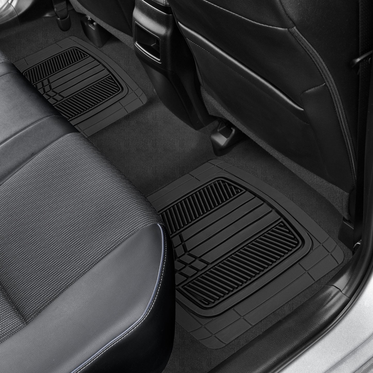 MotorTrend 4-Piece DualFlex Deep Drainage Kanäle Vorderbodenmatten und Hinterbodenmatten - Heavy Duty, All Weather, Trimmen Sie, um zu passen