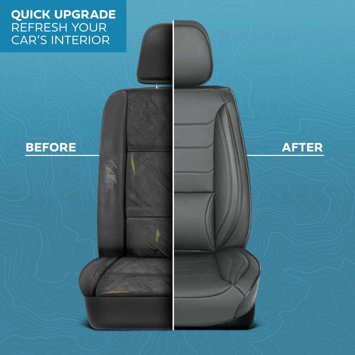 MotorBox Elite Edition Faux Ledersitz Abdeckungen für Autos, LKW und SUV - 2 graue Autositz Abdeckungen für Vordersitze - Universal Fit Car Zubehör Automotive Interior Cover Protector für die meisten Fahrzeuge