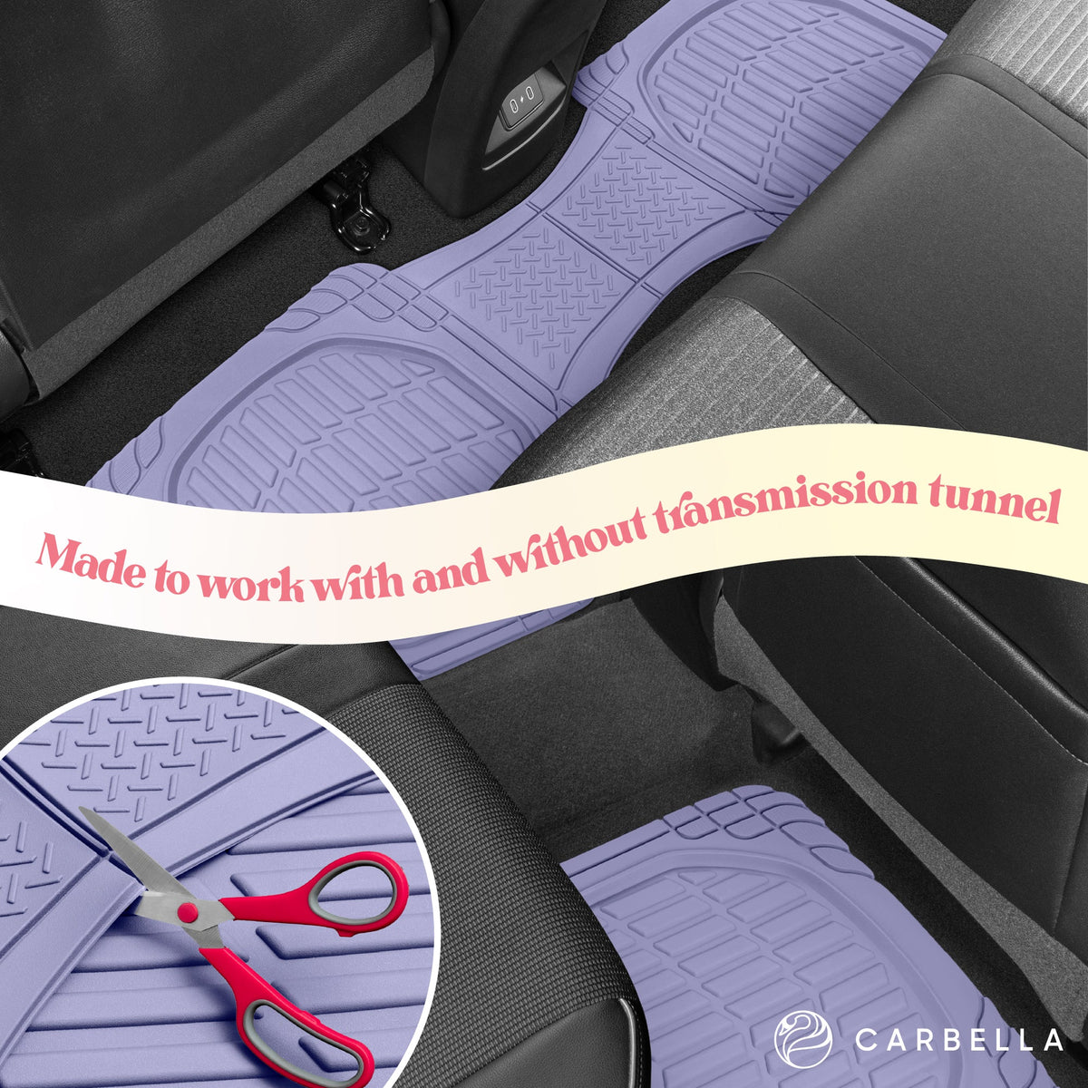 Carbella 3-Piece Front Floor Matts und Rear Floor Matts - Heavy Duty Deep Dish - Lavendel