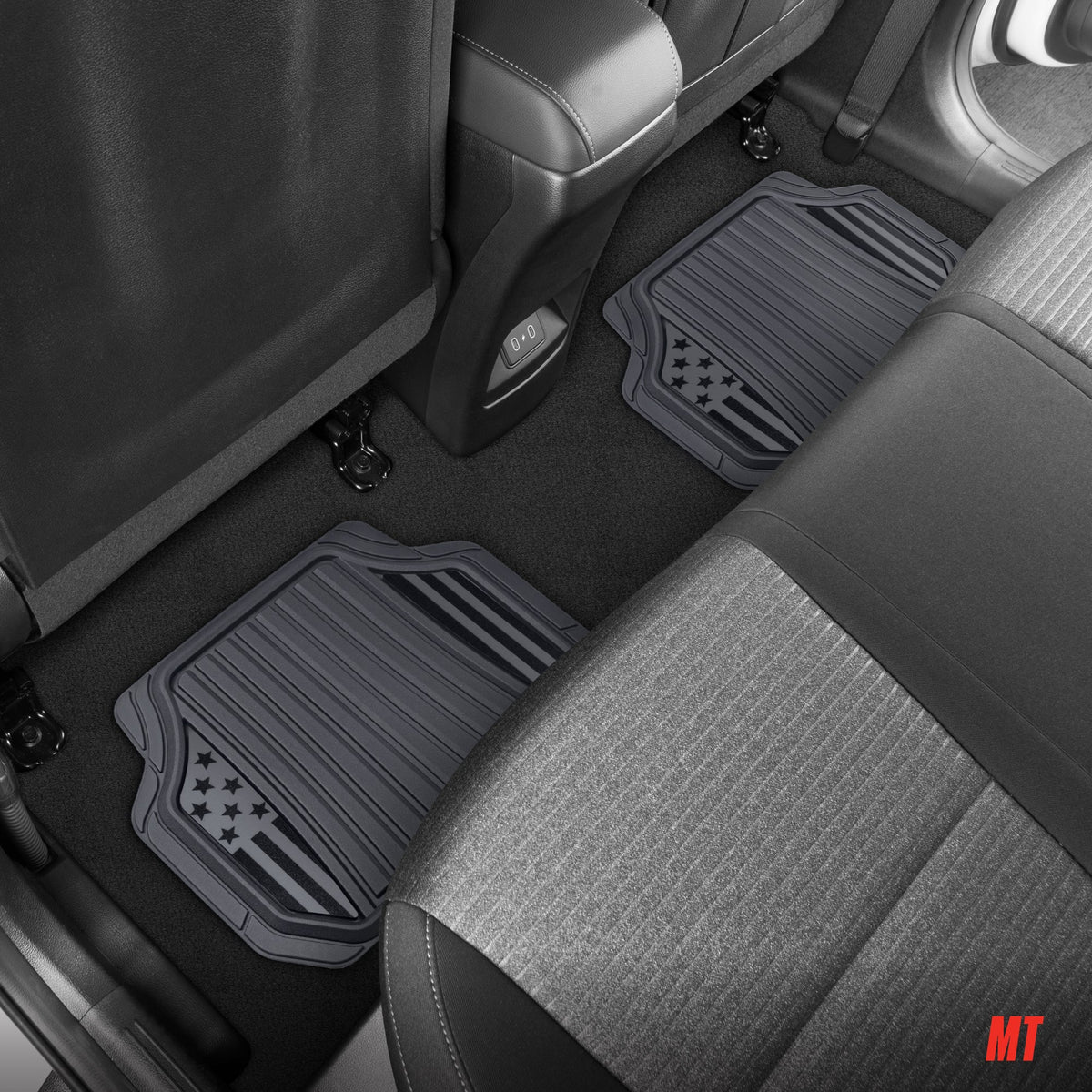 Klon von Motor Trend Flag Car Bodenmatten Volles Set - Haltbare graue Gummibodenmatten für Autos mit zwei Ton Akzent, All Wetter Innenschutz für Vorder- und Rückseite mit rutschfester Rückseite, grau - Flaggengrau