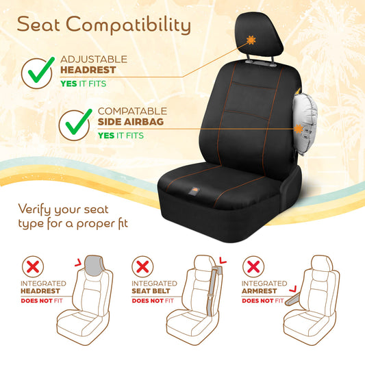 C&C Napa Ledertasche 2 Vordersitze - Faux Leder Auto Sitzprotektoren für Autos & LKW - UV-resistent, leicht zu reinigen, universelle Passform - Stilvolles Küstendesign für Sommer Auto Interior Upgrade