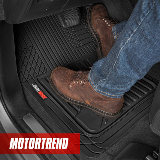 MotorTrend 3-Stück FlexTough Advanced Gummi Mehrkanal-Frontbodenmatten und hintere Bodenmatte