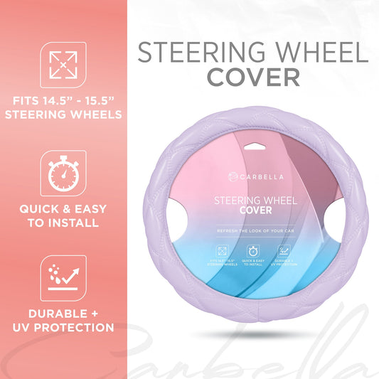 Carbella Purple Stitched Leatherette Steering Wheel Cover (Fits 14.5' - 15.5')