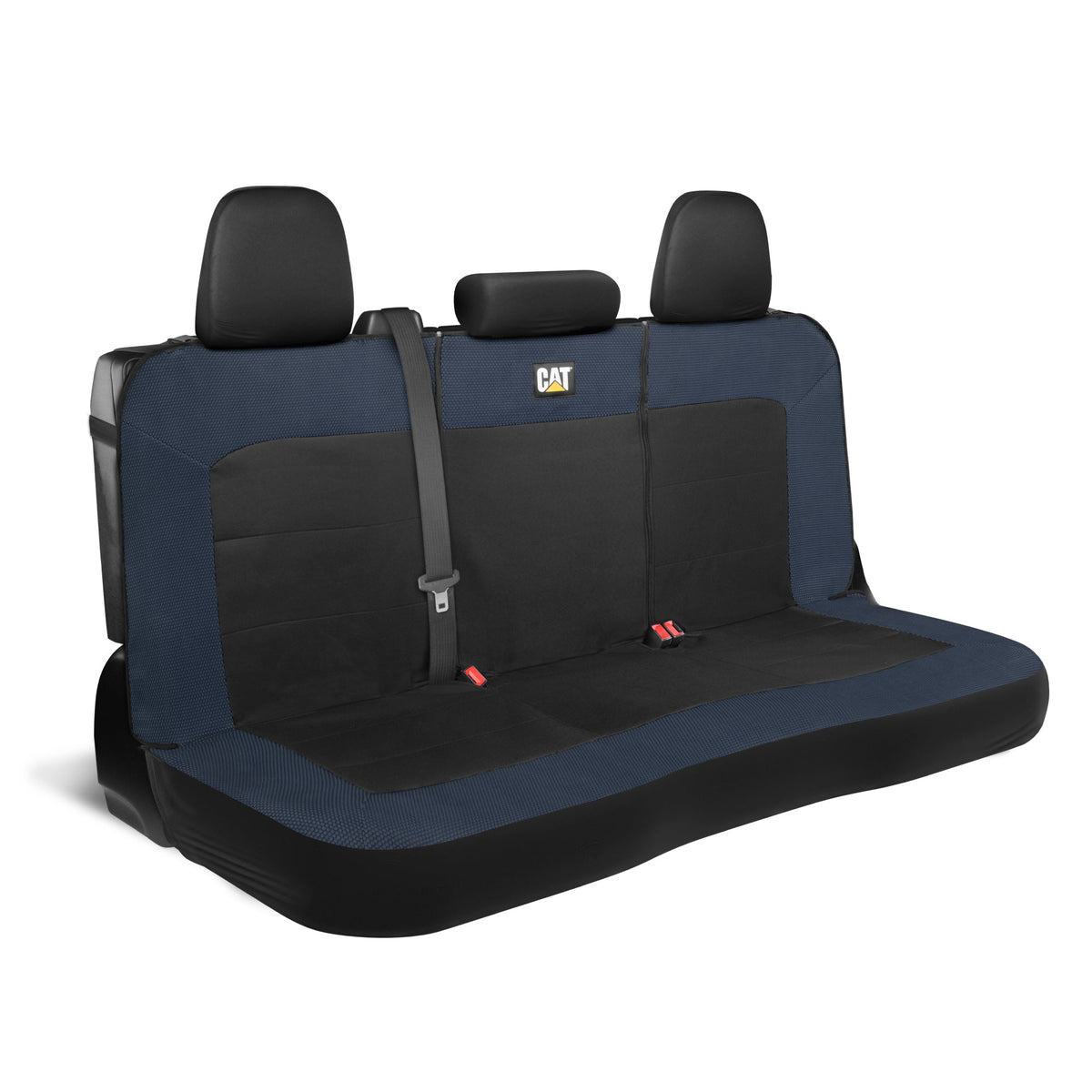 Cat Flexfit Blue & Black Rücksitz Abdeckung für Auto - Langlebige Canvas & Mesh Design 60/40 Split Bench Protector für Autos, LKW & SUVs - Rücksitz Abdeckung für Rücksitz Bench - Interieur Car Zubehör