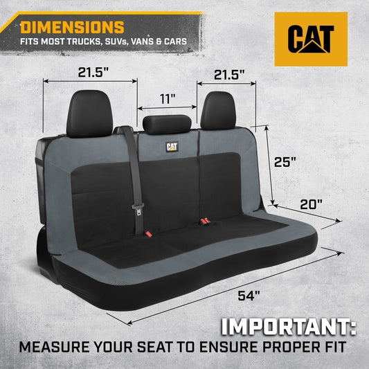 Cat Flexfit Kohle & Schwarz Rücksitz Abdeckung für Auto - Langlebige Canvas & Mesh Design 60/40 Split Bench Protector für Autos, LKW & SUVs - Rücksitz Abdeckung für Rücksitz Bench - Interieur Car Zubehör