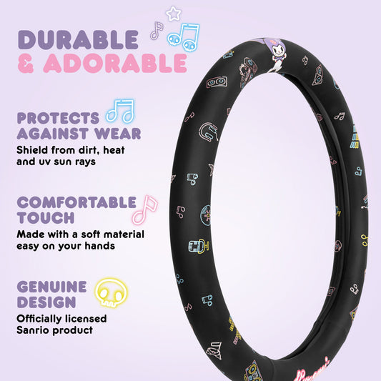 Carbella Sanrio Kuromi Neon Party Lenkrad Abdeckung (Fits 14.5' - 15.5')