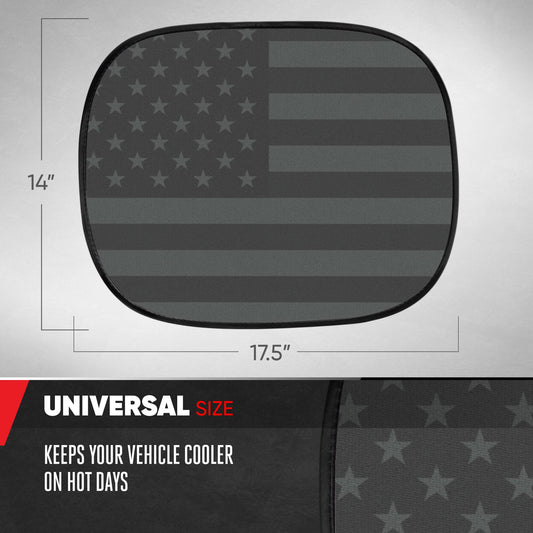MotorTrend 2-Pack EasyCling American Black US Flag Window Sunshades (18' x 14')