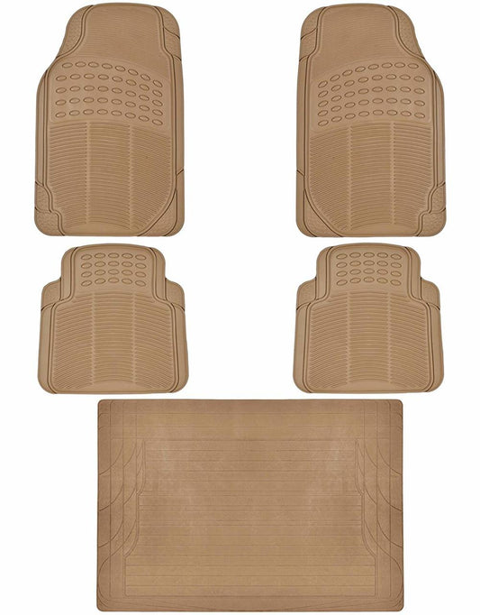 BDK 5-Piece Cushioned Grip Pad Vorderbodenmatten, hintere Bodenmatten und Cargo Liner - Heavy Duty, All Weather, Trimmen Sie, um zu passen