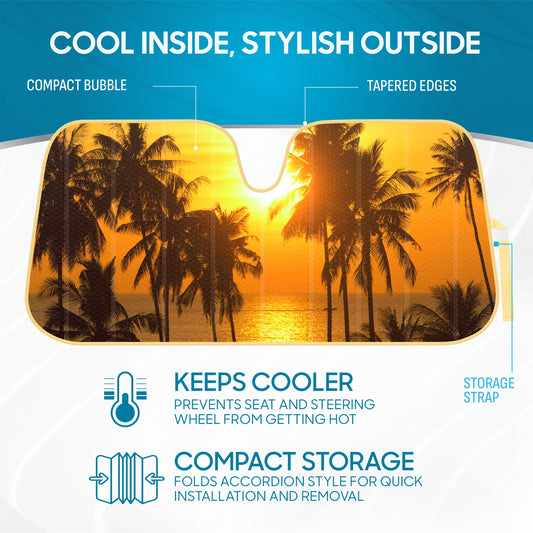 BDK Golden Sunset Beach Front Windschutzscheibe Sonnenschirme (58' x 27')