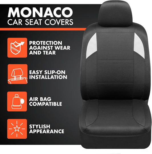 BDK carXS Monaco Sitzbezüge für Autos Vollständig, Beige Tri-Tone Vordersitzbezüge mit Split Rear Bench Back Seat Cover, Automobilsitzbezüge für LKW SUV Van Auto (Mehrere Farben)