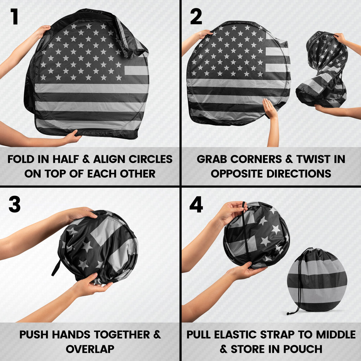 BDK USA Black American Flag Front Windschutzscheibe Sunshade XXL (64' x 32')