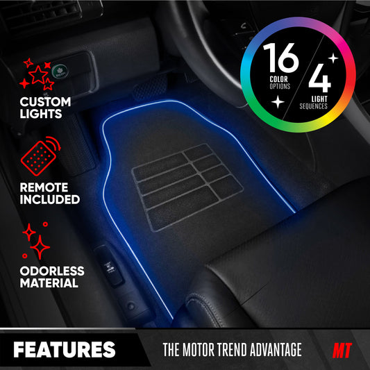 MotorTrend 2-Piece RGB LED Front Floor Matts, 16 Farben 4 Lichtmodi