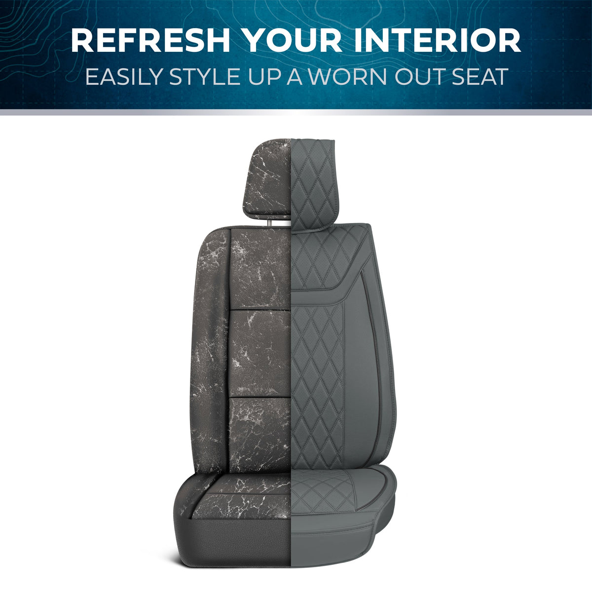 MotorBox 11-Piece Ranch Edition Premium Faux Leather Diamond Stitched Cushion Vordersitz- und Rücksitzabdeckungen