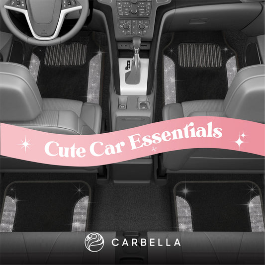 Carbella 4-Piece Diamond Bling Vorderbodenmatten und Hinterbodenmatten - weiß