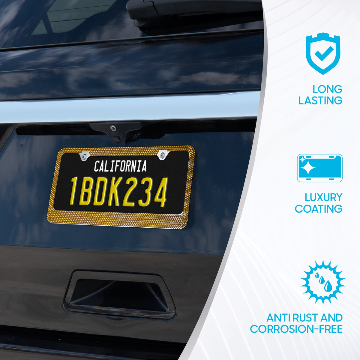 Rostbeständiges verchromtes Die-Cast-Edelmetall-Lizenzplattenrahmen / -halter Universalgröße - Blank Metal Design (Paket von 2)