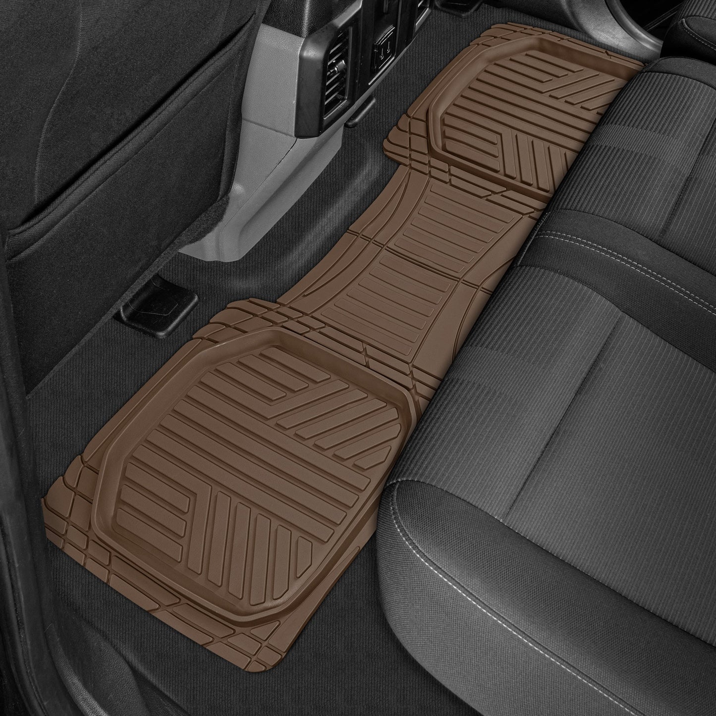 MotorTrend 3-Stück FlexTough Plus Deep Dish Line Rillen Vorderbodenmatten und Hinterbodenmatte - Heavy Duty, All Weather, Trimmen Sie, um zu passen
