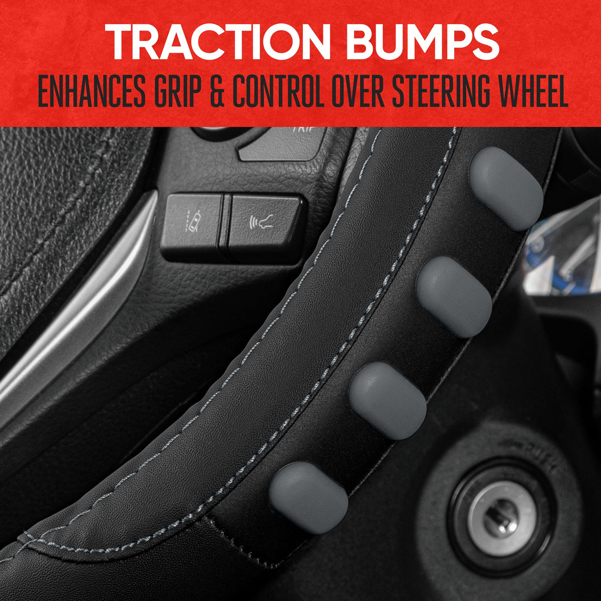 MotorTrend FlexGrip Lenkradabdeckung mit erhöhten Bump Grips (Fits 14.5' - 15.5')