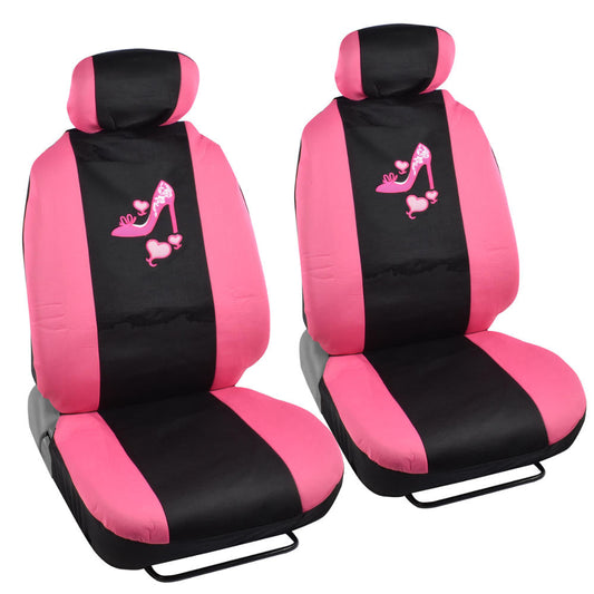 BDK 12-Piece Hot Pink Heels Vordersitzbezüge, Rücksitzbezüge, Sitzgurtpads und Lenkradbezüge (Fits 14.5' - 15.5')