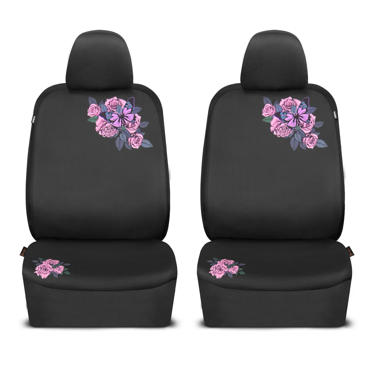 Pink Butterfly & Flowers Autositz Abdeckungen, niedliches Auto Zubehör für Damen Vordersitz Abdeckungen für Auto passt die meisten Autos Trucks Vans SUV bestickt Design