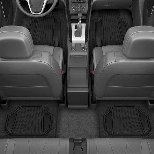 MotorTrend 4-Piece Shield Zwei-Tone Gloss Vorderbodenmatten und Hinterbodenmatten - Heavy Duty, All Weather, Trimmen Sie, um zu passen