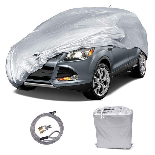 MotorTrend Single Layer Poly Fahrzeugabdeckung mit Aufbewahrungstasche und Kabelschloss für Autos, SUVs, LKW, Vans - Universal Fit, All Weather