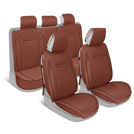 MotorBox 11-Piece Ranch Edition Premium Faux Leather Diamond Stitched Cushion Vordersitz- und Rücksitzabdeckungen