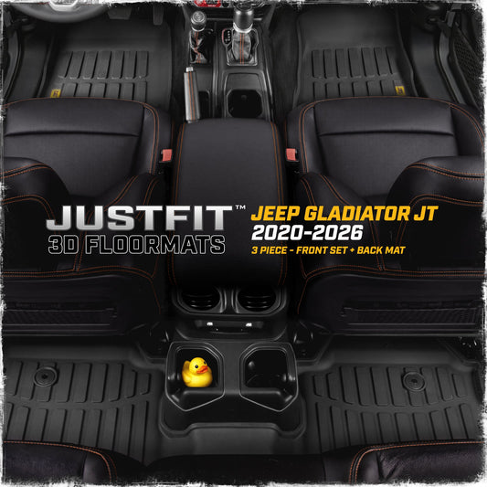Cat® JustFitTM 3D-Bodenmatten für Jeep Gladiator (JL) 2020-2026, All Weather Custom Fit Jeep Gladiator Bodeneinkleidungen mit erweitertem Abdeckungsdesign, Jeep Gladiator Autobodenmatten (Full Set Front & Rear)