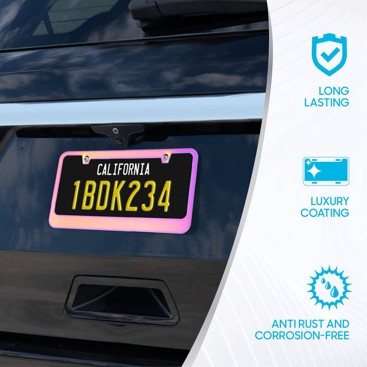 BDK Heavy Duty Rust-Proof Stainless-Steel Metallplattiertes Kennzeichen Rahmen Universalgröße für PKW SUV