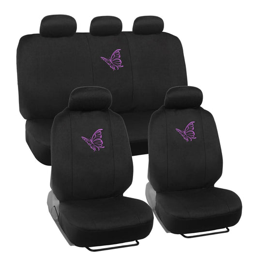 BDK 12-Piece Butterfly Vordersitzbezüge, Rücksitzbezüge, Sicherheitsgurtpads und Lenkradbezüge (Fits 14.5' - 15.5')