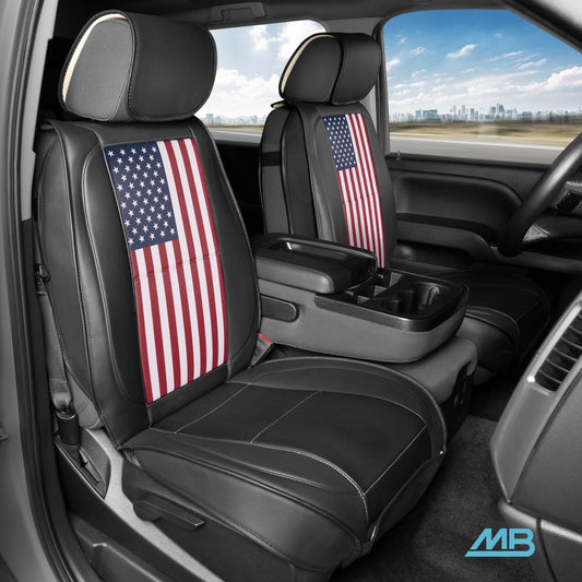 MotorBox American Flag Seat Abdeckungen für LKW, Autos und SUV - Napa Leder US Car Seat Abdeckungen American Flag Truck Zubehör - Car Seat Abdeckung Patriotic American Flag Car Zubehör Autositz Protektor