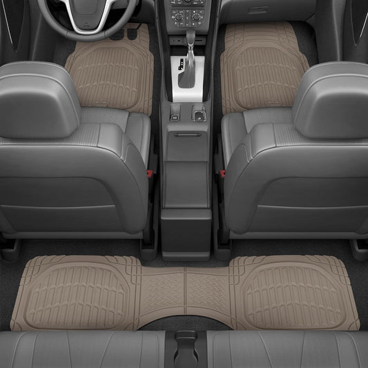 Autobodenmatten - FlexTough Deep Dish Rubber All Weather Protection für Autos SUV Trucks Beige Automotive Zubehör
