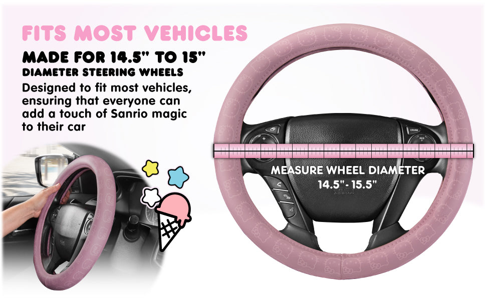 Carbella Sanrio Hello Kitty Pink Lenkrad Abdeckung (Fits 14.5' - 15')