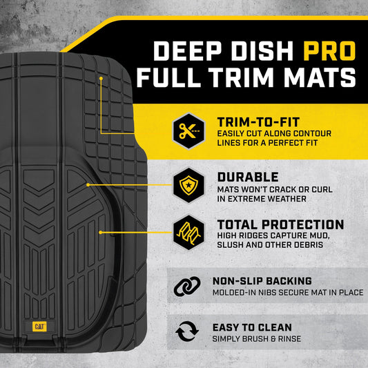 CAT 3-Piece Deep Dish Reservoir Vorderbodenmatten und Hinterbodenmatten - Heavy Duty, All Weather, Trimm to Fit