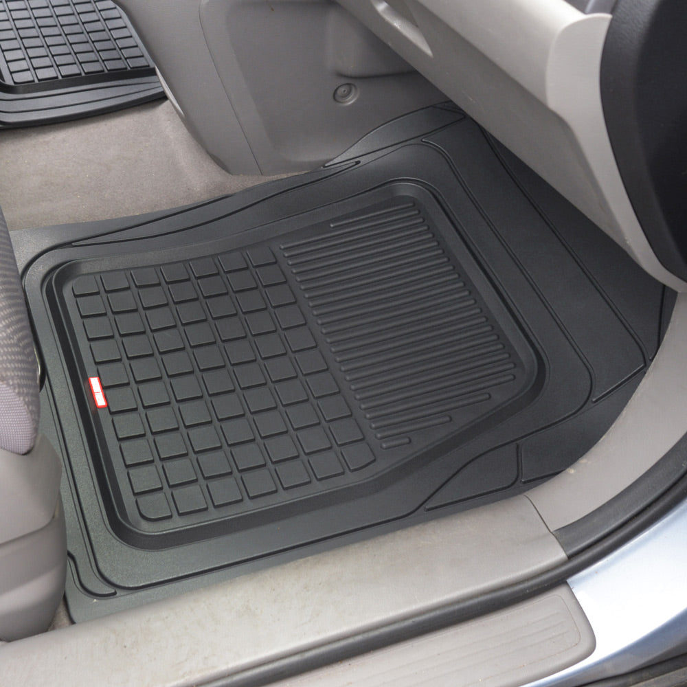 MotorTrend 4-Piece FlexTough Performance Plus Deep Dish Square Nuten Vorderbodenmatten und Hinterbodenmatten - Heavy Duty, All Weather, Trimmen, um zu passen