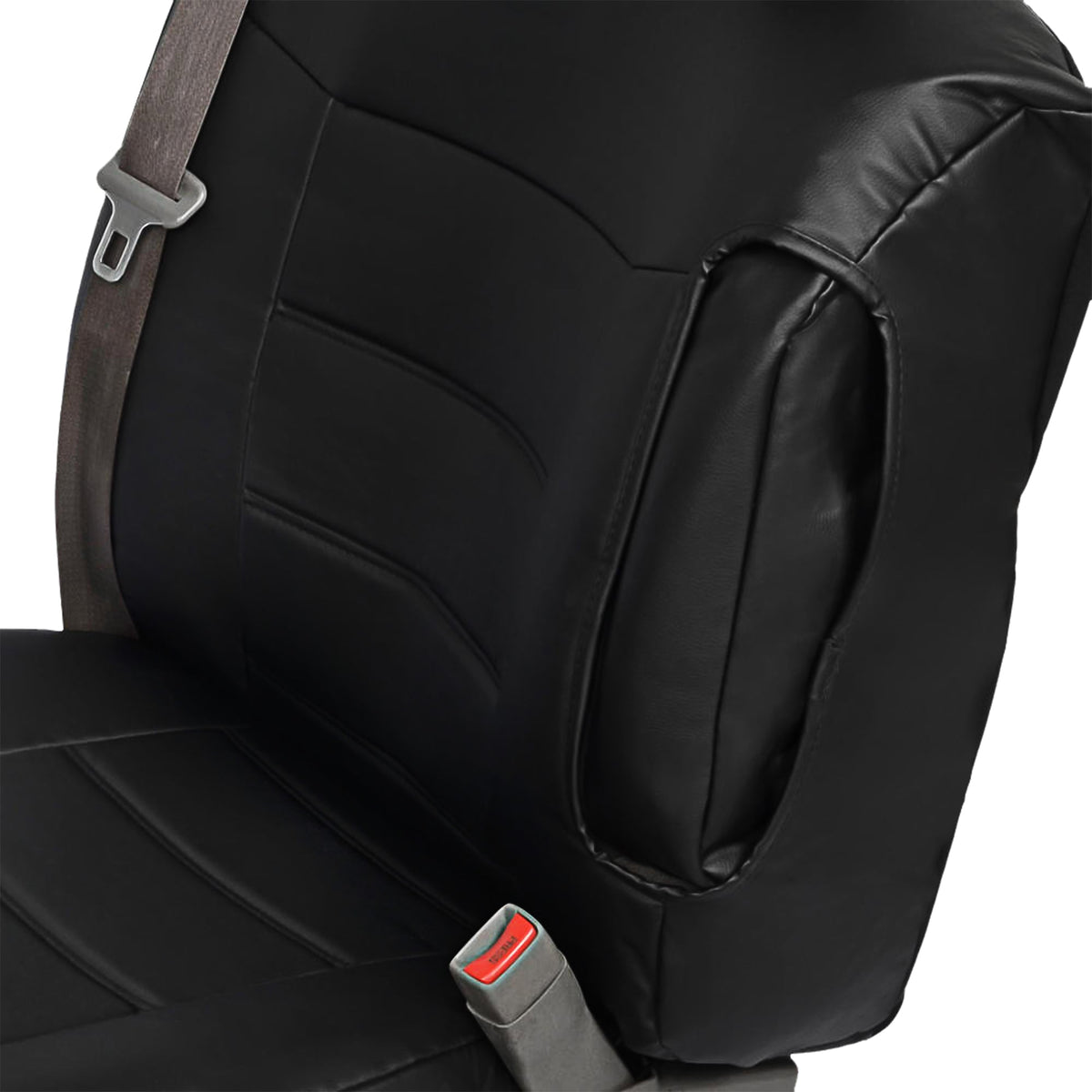 BDK 2-Pack Premium Faux Leder Vordersitze mit integrierten Sicherheitsgurt- und Armlehnenabdeckungen