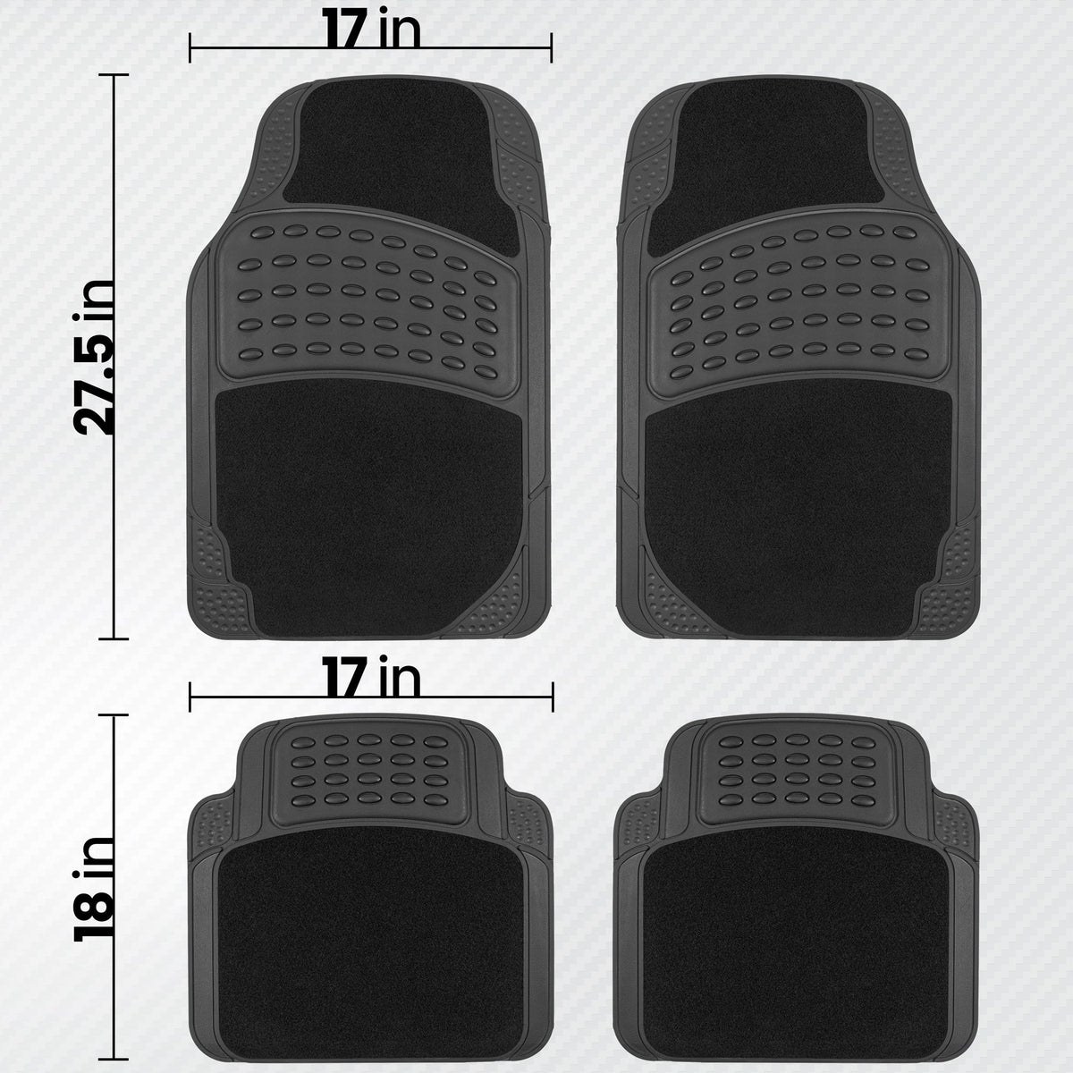 BDK 4-Piece HybridMat Vorderbodenmatten und Hinterbodenmatten - Schwere Pflicht, Allwetter, Schneide passend