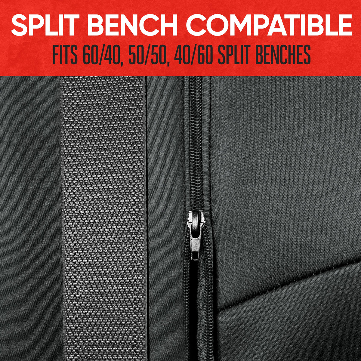 Motor Trend SpillGuard Wasserdichter Hintersitz Bench Car Seat Cover, All Charcoal Stitching - Split Bench Hintersitz Protector mit Neopren-Padding, Rücksitz Abdeckung für Kinder & Hunde, Auto-Innenraum Abdeckungen