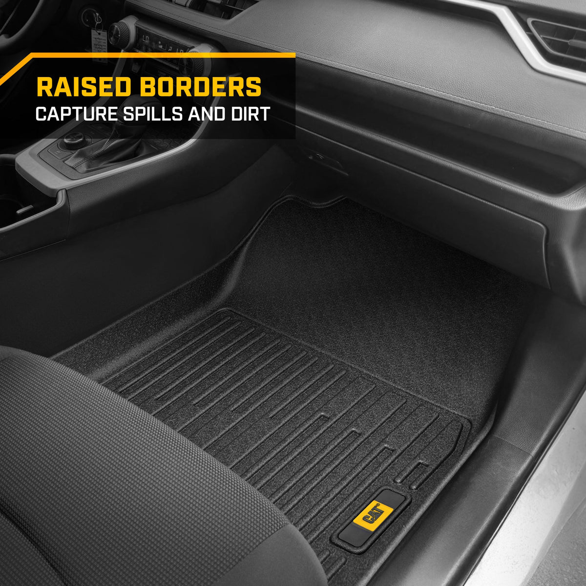 CAT® JustFitTM 3D-maßgeschneiderte Fußbodenmatten für Toyota RAV4 2019 2020 2022 2023 2024 - Heavy Duty Floor Liner Protection Laser gemessen, Toyota RAV4 Zubehör, Car Liner
