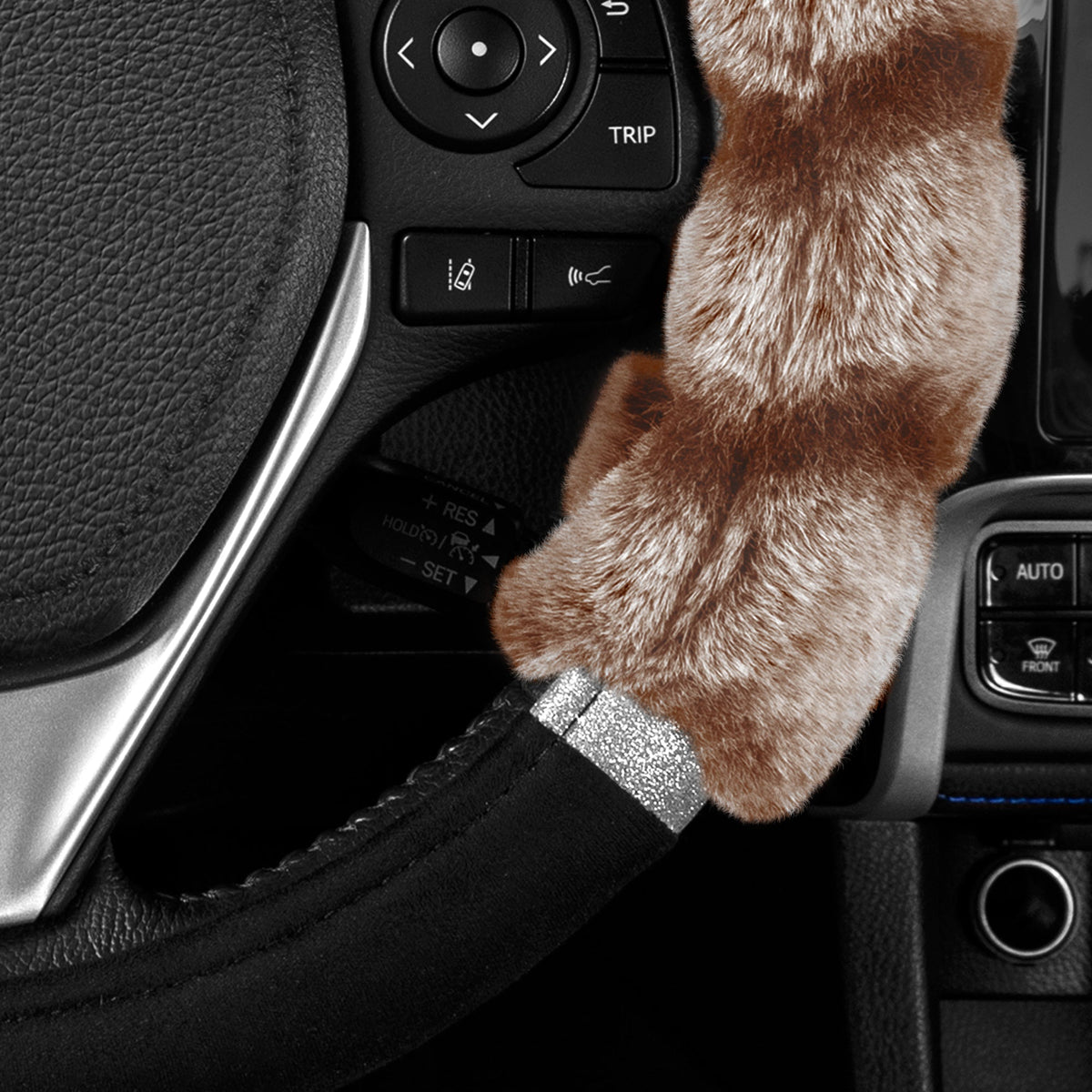 BDK Fur Lenkrad Abdeckung, Plüsch Faux Fur Fuzzy Lenkung Abdeckung für PKW Van SUV, Standardgröße passt Räder 14,5-15 im Durchmesser (Mehrere Farben und Stile)