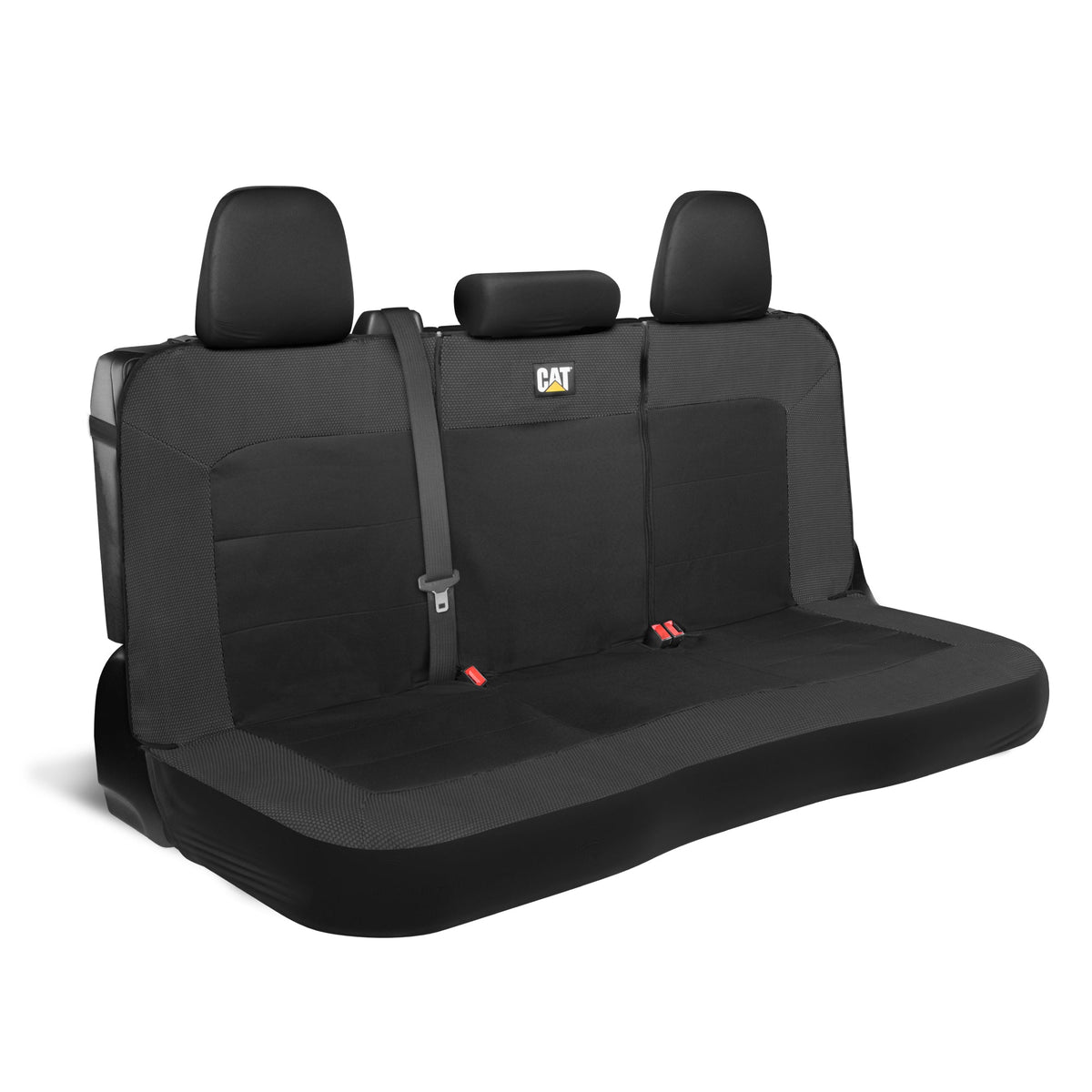 Cat Flexfit Black Rear Seat Cover für Auto - Langlebiger Canvas & Mesh Design 60/40 Split Bench Protector für Autos, LKW & SUVs - Rücksitz Abdeckung für Hinterbank - Interieur Car Zubehör