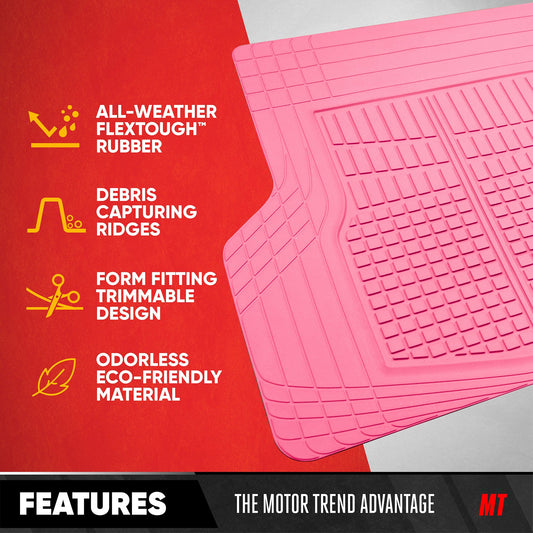 Motor Trend FlexTough Rear Cargo Mat – Heavy-Duty Trimmable Car Trunk Mat für die Rückseite des SUV, Universal Rear Cargo Liner für SUV, Flexible Trunk Liner, Automotive Floor Mats & Cargo Liners (Pink)