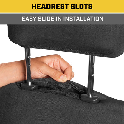 CAT Black & Gray Car Seat Covers Full Set – Front Seat Covers & Rear Bench Seat Cover – Airbag-kompatibel, 60/40 Split Bench für LKW, PKW & SUVs – Automotive Interior Seat Protection Zubehör – Alias 639034929689400484