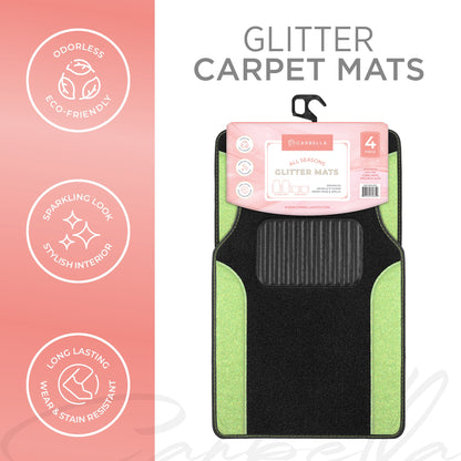 Carbella 4-Piece Sparkle Glitter Vorderbodenmatten und Hinterbodenmatten