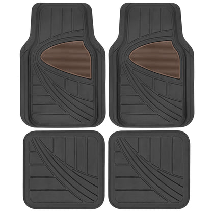 MotorTrend 4-Stück Zwei-Tone Non-Slip Heel Pad Vorderbodenmatten und Hinterbodenmatten - Heavy Duty, All Weather, Trimmen Sie, um zu passen