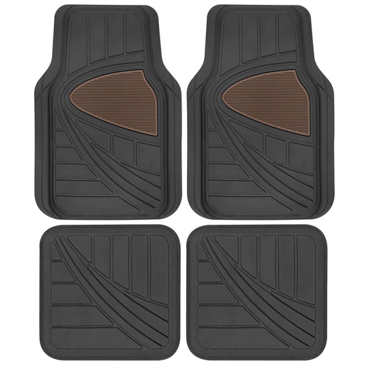 MotorTrend 4-Stück Zwei-Tone Non-Slip Heel Pad Vorderbodenmatten und Hinterbodenmatten - Heavy Duty, All Weather, Trimmen Sie, um zu passen
