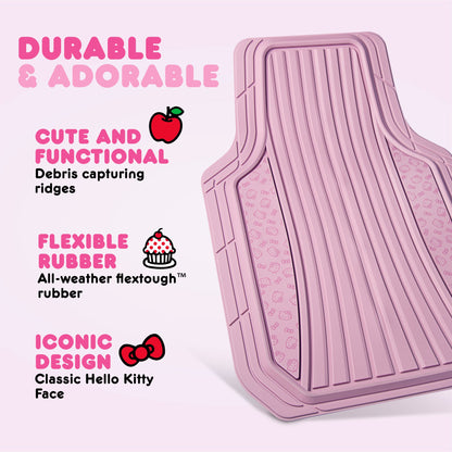 Hello Kitty Car Mats 4pc Bodenmatten für Autos Trucks SUVs Pink Car Bodenmatten für Damen Männer Zubehör Gummi Heavy Duty Niedlich niedlich, immer vorne hinten Hallo Kitty Car Zubehör Pink / Pink
