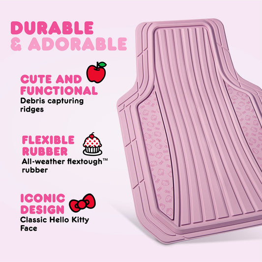 Hello Kitty Car Mats 4pc Bodenmatten für Autos Trucks SUVs Pink Car Bodenmatten für Damen Männer Zubehör Gummi Heavy Duty Niedlich niedlich, immer vorne hinten Hallo Kitty Car Zubehör Pink / Pink