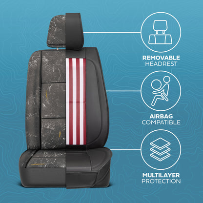 MotorBox American Flag Seat Abdeckungen für LKW, Autos und SUV - Napa Leder US Car Seat Abdeckungen American Flag Truck Zubehör - Car Seat Abdeckung Patriotic American Flag Car Zubehör Autositz Protektor
