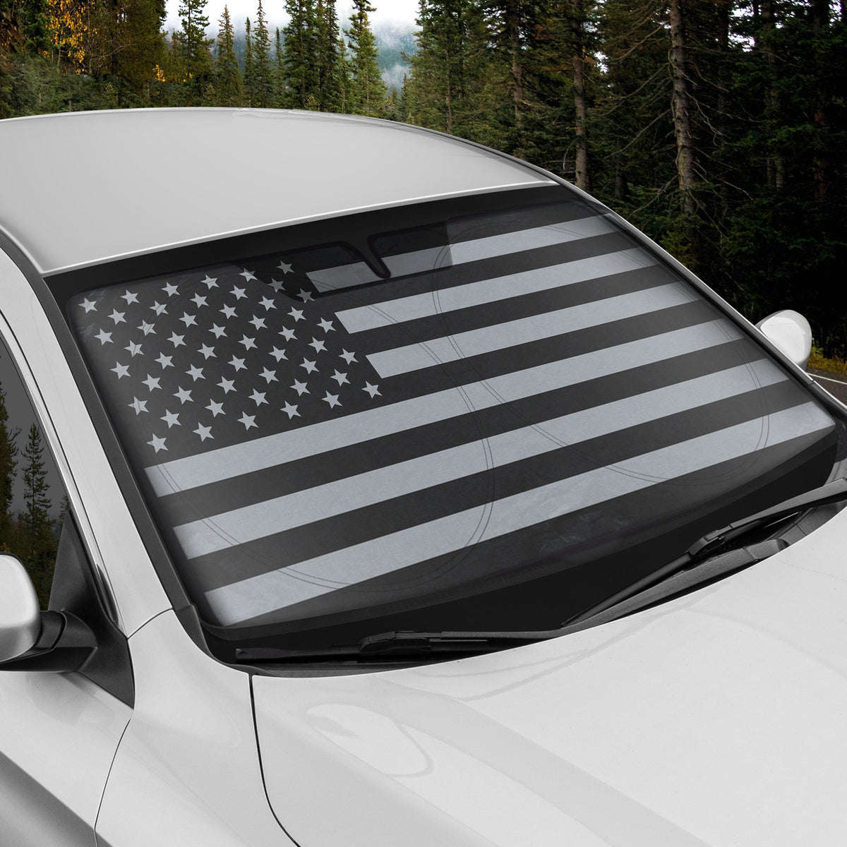 BDK USA Black American Flag Front Windschutzscheibe Sunshade XXL (64' x 32')
